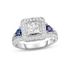 Thumbnail Image 1 of Previously Owned Diamond & Sapphire Engagement Ring 3/4 ct tw Princess & Round-cut 14K White Gold