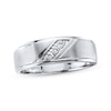 Thumbnail Image 1 of Previously Owned Men's 3-Stone Diamond Wedding Band 1/10 ct tw 10K White Gold