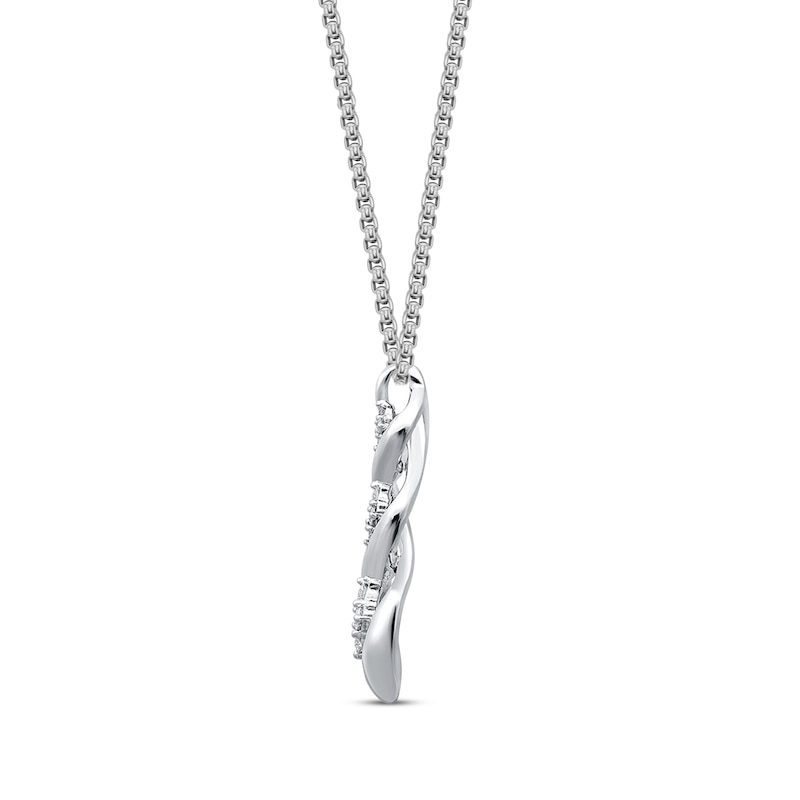 Main Image 2 of Previously Owned Diamond Twist Necklace 1/5 ct tw Round-cut Sterling Silver 18"