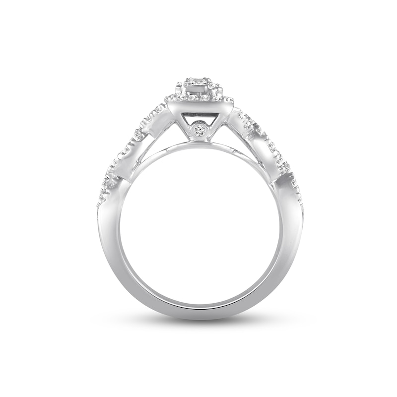 Main Image 3 of Previously Owned  Diamond Engagement Ring 7/8 ct tw Baguette & Round-cut 14K White Gold