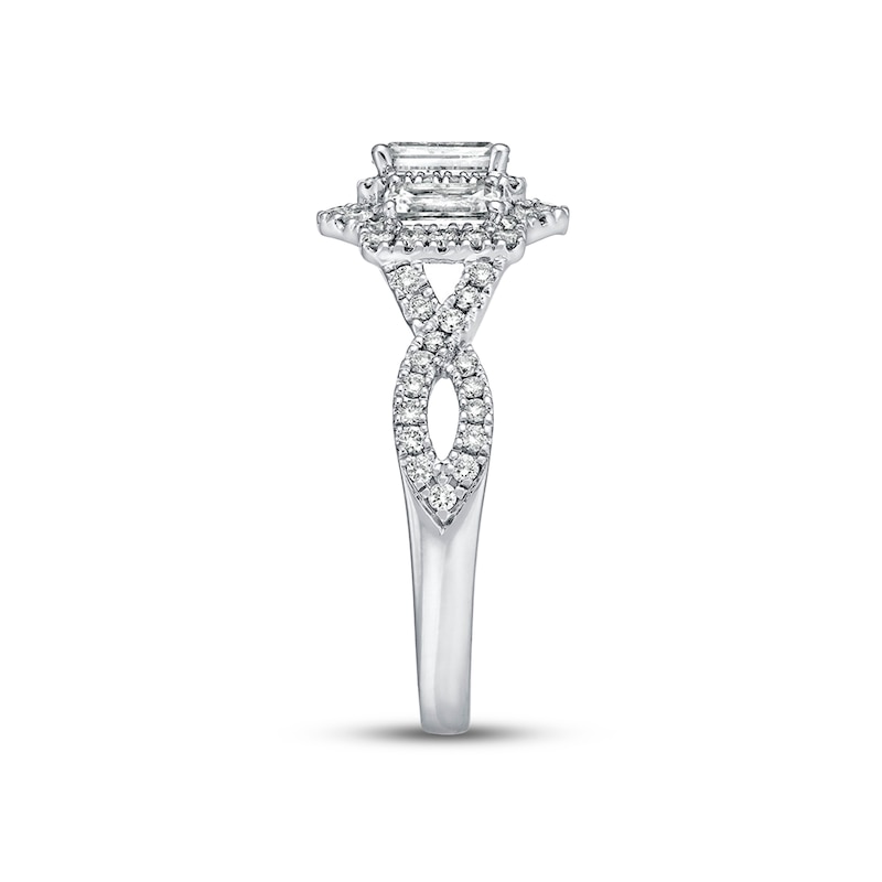 Main Image 2 of Previously Owned Neil Lane Engagement Ring 1-1/2 ct tw Emerald & Round-cut Diamonds 14K White Gold