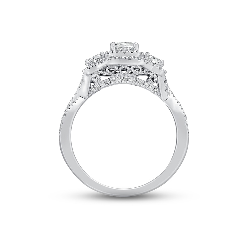 Main Image 3 of Previously Owned Neil Lane Engagement Ring 1-1/2 ct tw Emerald & Round-cut Diamonds 14K White Gold