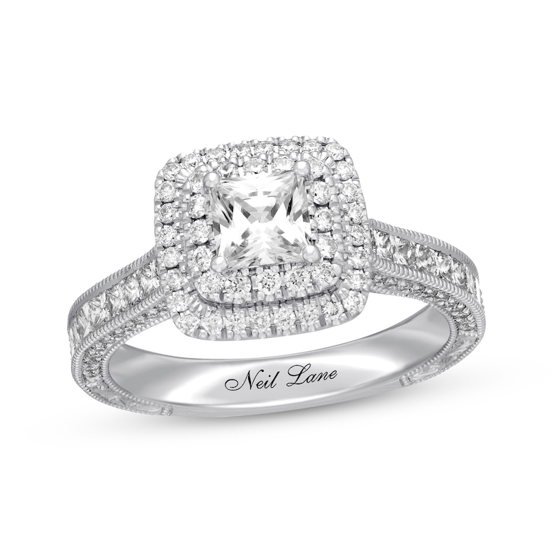 Main Image 1 of Previously Owned Neil Lane Engagement Ring 1-1/2 ct tw Princess & Round-cut Diamonds 14K White Gold Size 4.25