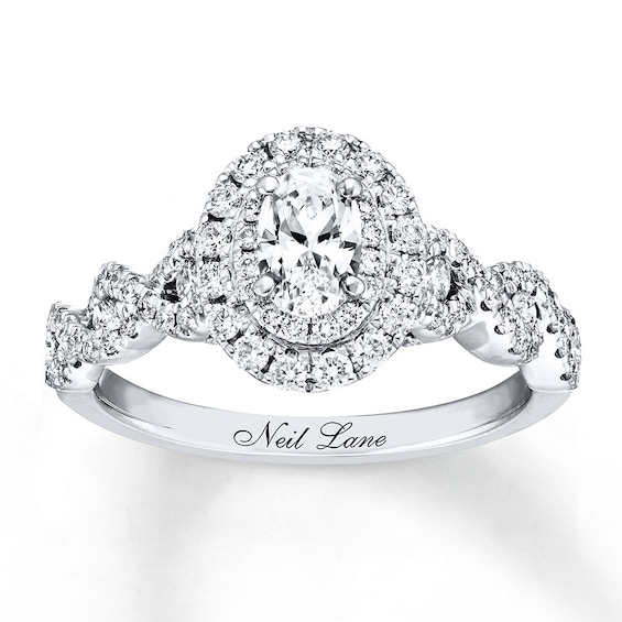 Previously Owned Neil Lane Bridal Diamond Ring 1-1/6 ct tw Oval & Round-cut 14K White Gold Size 4