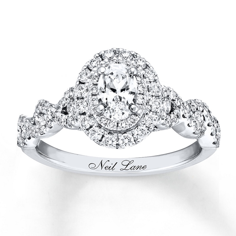 Main Image 1 of Previously Owned Neil Lane Bridal Diamond Ring 1-1/6 ct tw Oval & Round-cut 14K White Gold Size 4