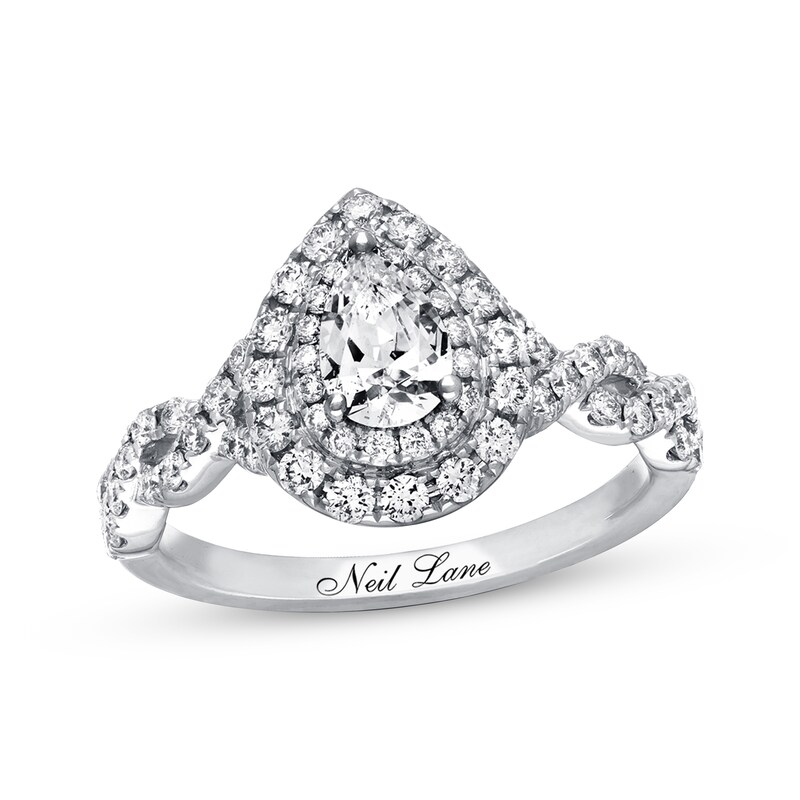Main Image 1 of Previously Owned Neil Lane Engagement Ring 1-1/8 ct tw Pear & Round-cut Diamond 14K White Gold Size 5