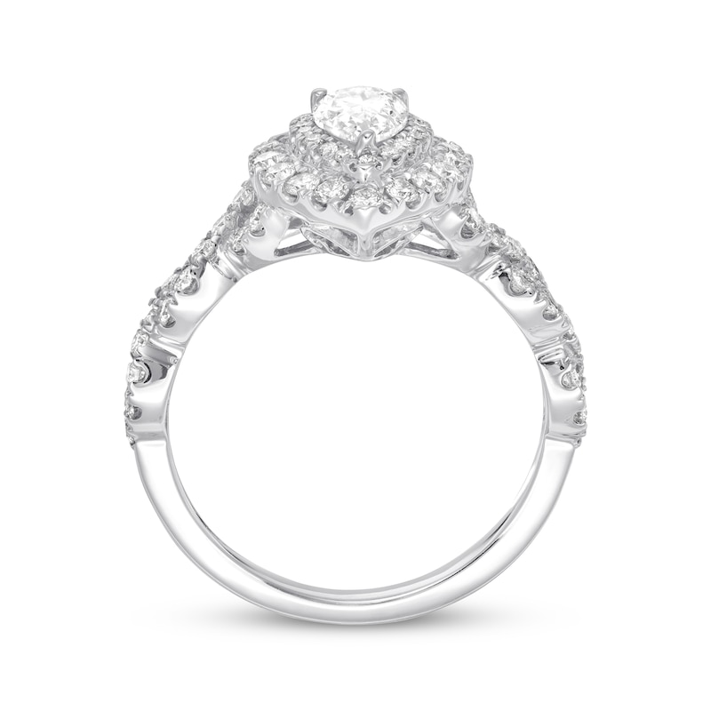 Main Image 3 of Previously Owned Neil Lane Engagement Ring 1-1/8 ct tw Pear & Round-cut Diamond 14K White Gold Size 5