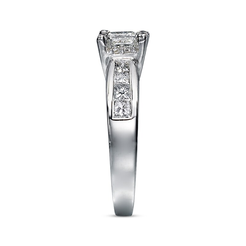 Main Image 2 of Previously Owned Diamond Engagement Ring 1-1/4 ct tw Princess & Round-cut 14K White Gold Size 4