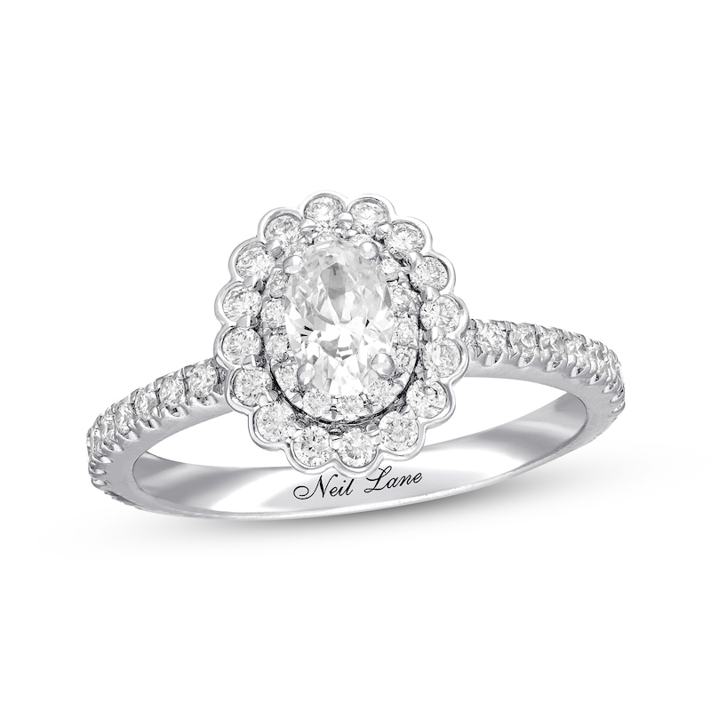 Main Image 1 of Previously Owned Neil Lane Diamond Engagement Ring 7/8 ct tw Oval & Round 14K White Gold Size 5
