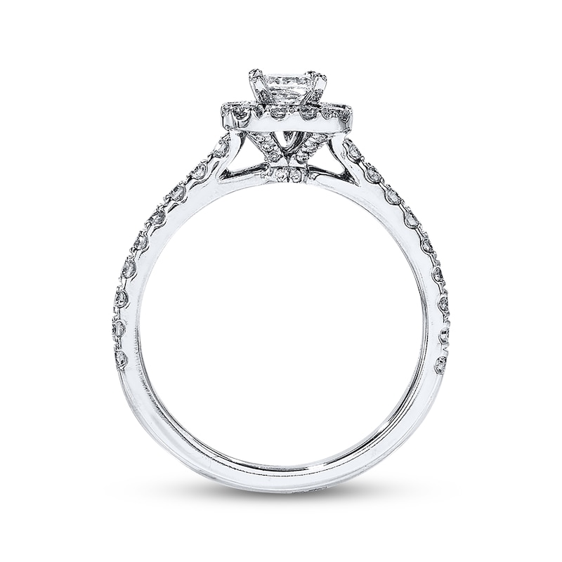 Main Image 3 of Previously Owned Neil Lane Engagement Ring 7/8 ct tw Princess & Round-cut Diamonds 14K White Gold Size 4.75