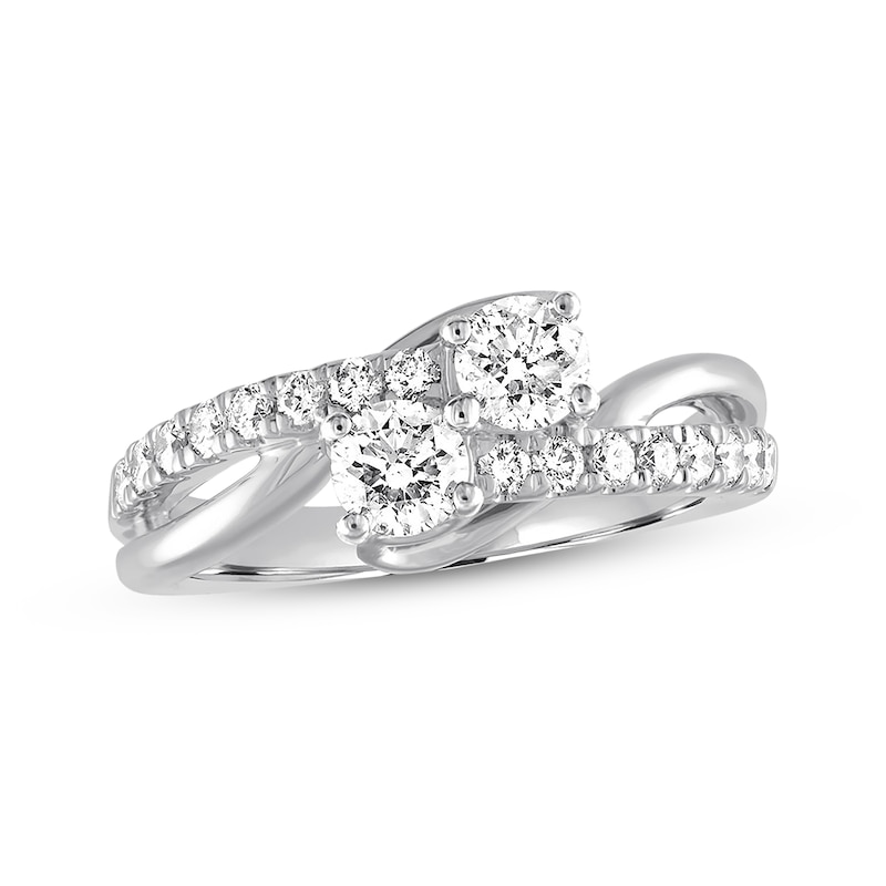 Main Image 1 of Previously Owned Ever Us Two-Stone Diamond Ring 1 ct tw Round-cut 14K White Gold Size 10