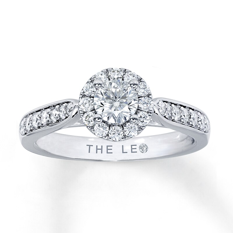 Main Image 1 of Previously Owned THE LEO Engagement Ring 3/4 ct tw Round-cut Diamonds 14K White Gold Size 3.5