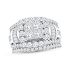 Previously Owned Diamond Bridal Set 3 carats tw Princess, Baguette & Round 14K White Gold