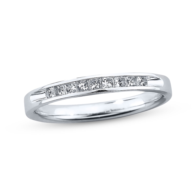 Main Image 1 of Previously Owned Diamond Wedding Band 1/4 ct tw Princess-Cut 10K White Gold Size 9.5