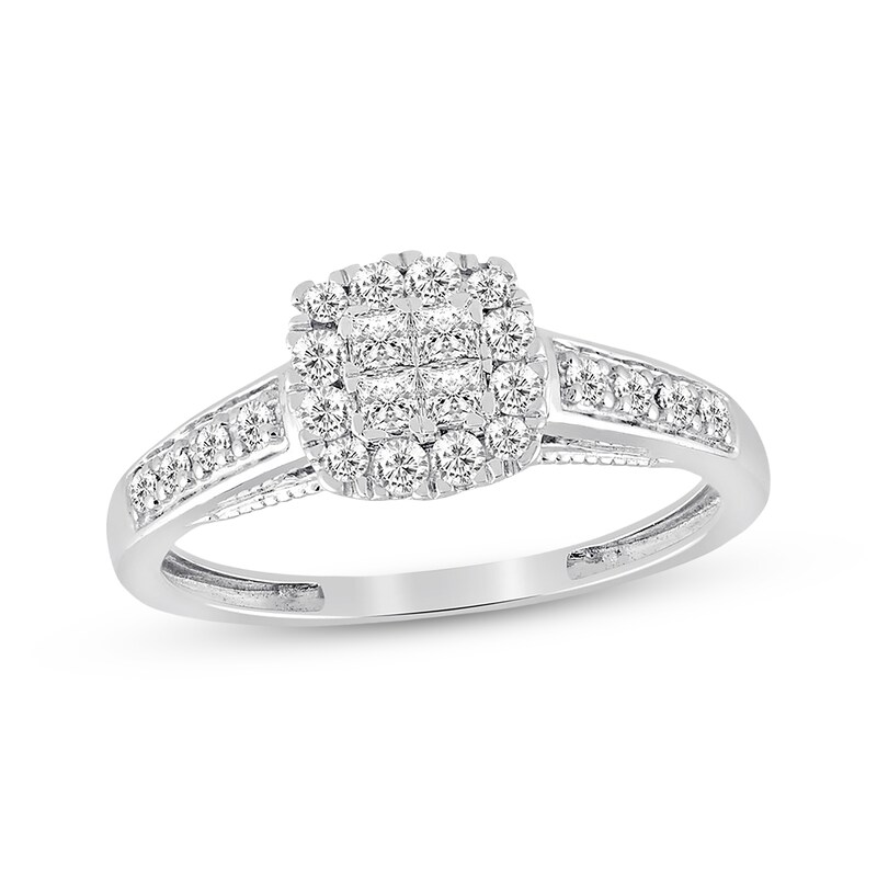 Main Image 1 of Previously Owned Diamond Ring 1/2 ct tw Princess/Round 10K White Gold Size 4