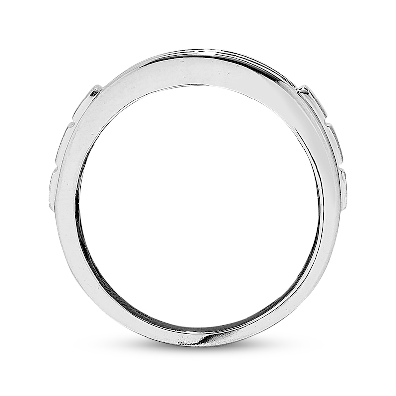 Main Image 2 of Previously Owned Men's Wedding Band 1/2 ct tw Diamonds Round-cut 10K White Gold Size 13.25