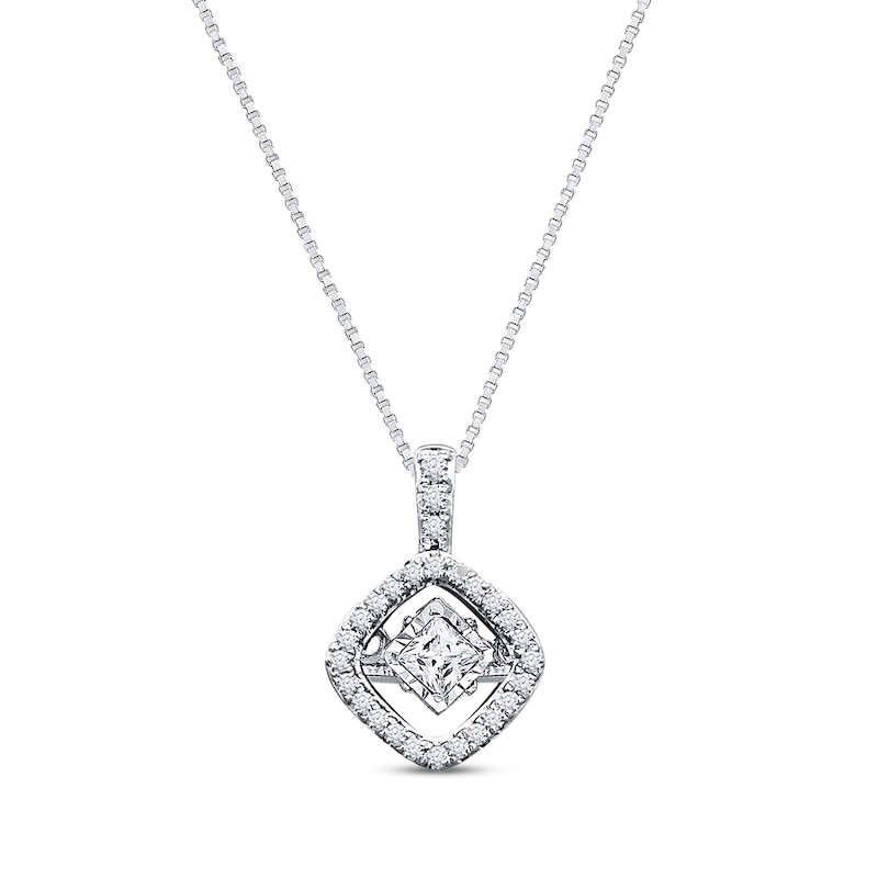 Main Image 1 of Previously Owned Unstoppable Love 1/4 ct tw Princess and Round-cut Diamonds 10K White Gold Necklace