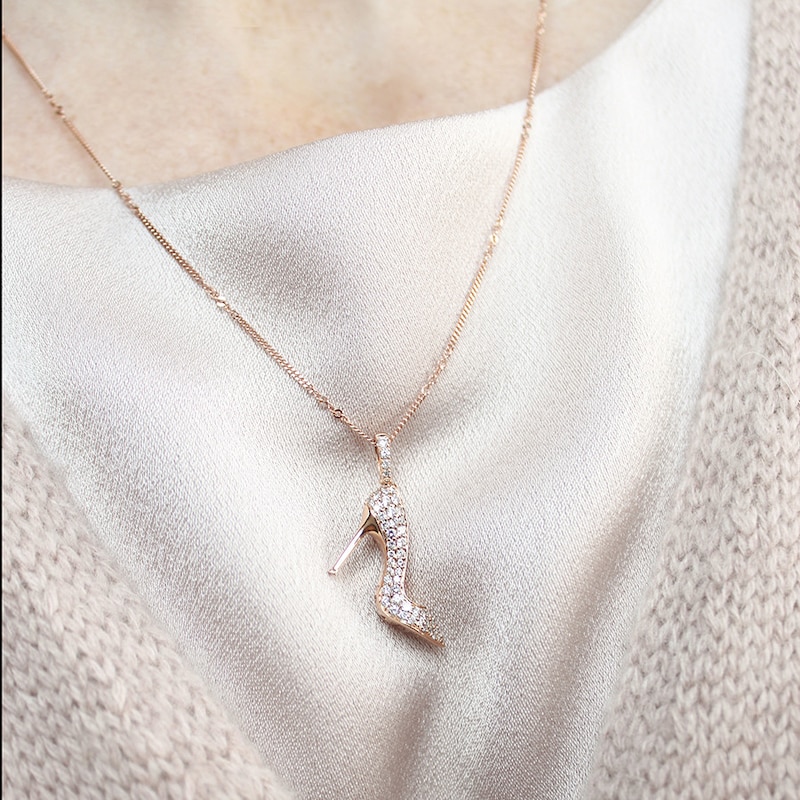 Main Image 2 of Previously Owned Emmy London Diamond Shoe Necklace 3/4 ct tw 14K Rose Gold