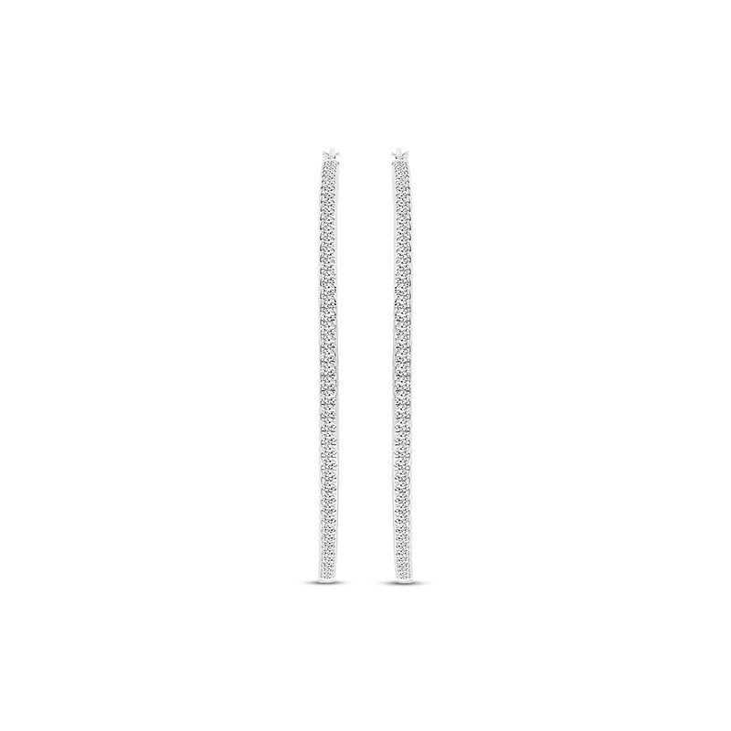 Main Image 2 of Previously Owned Diamond Hoop Earrings 1/10 ct tw Round-cut Sterling Silver