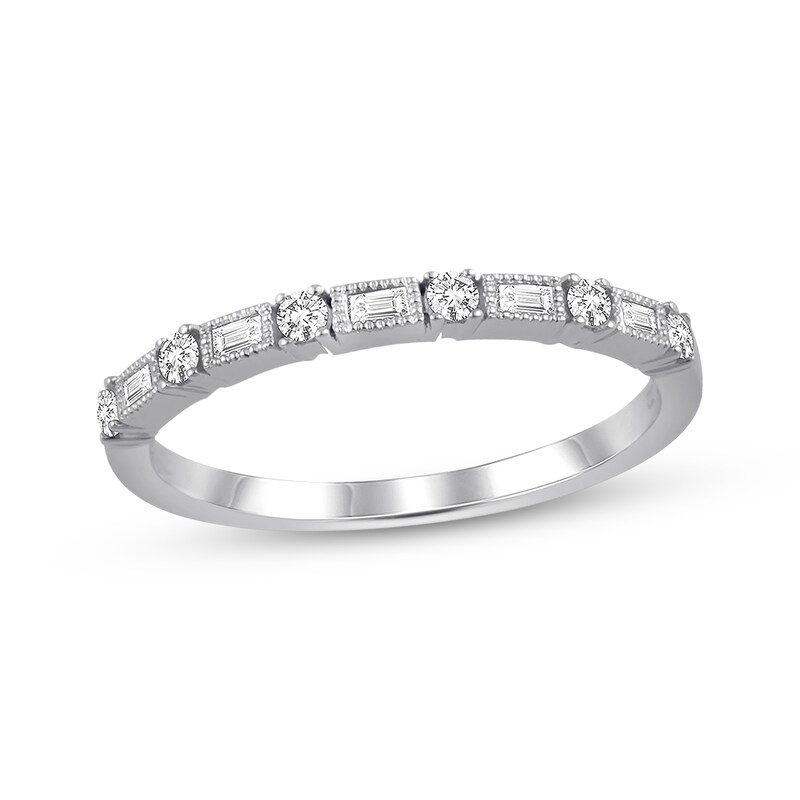 Main Image 1 of Previously Owned Diamond Anniversary Band 1/5 cttw Round and Baguette-Cut 14K White Gold