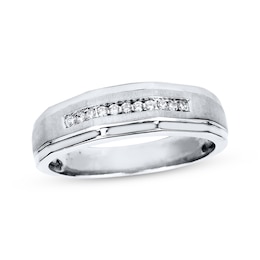 Previously Owned Men's Diamond Wedding Band 1/10 ct tw 10K White Gold
