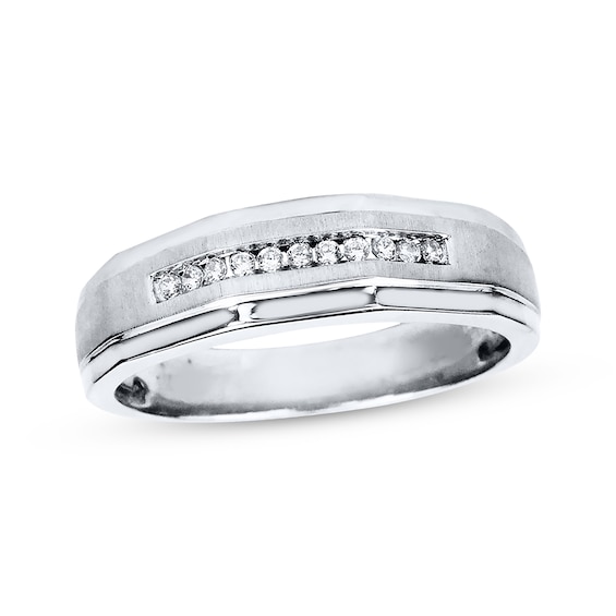 Previously Owned Men's Diamond Wedding Band 1/10 ct tw 10K White Gold