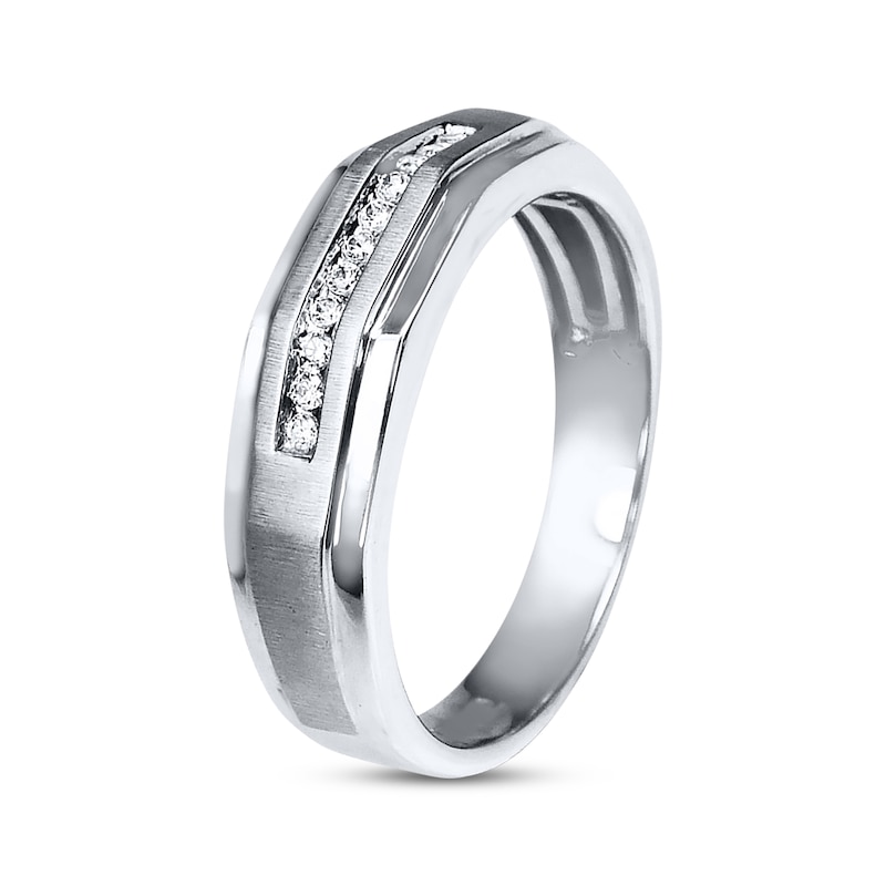 Main Image 2 of Previously Owned Men's Diamond Wedding Band 1/10 ct tw 10K White Gold