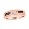 Previously Owned Men's Black/White Diamond Wedding Band 1/4 ct tw Round-cut 10K Rose Gold