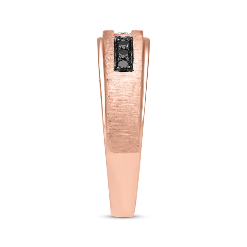 Previously Owned Men's Black/White Diamond Wedding Band 1/4 ct tw Round-cut 10K Rose Gold