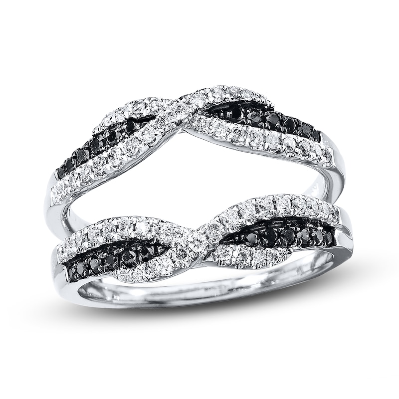 Main Image 1 of Previously Owned Black & White Diamonds 1/2 ct tw Enhancer Ring 14K White Gold