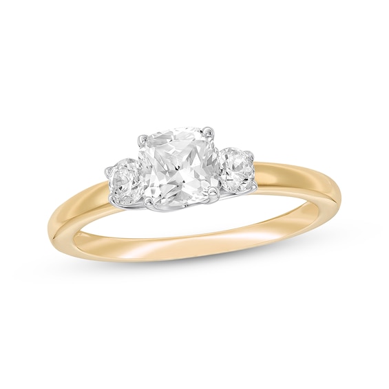 Previously Owned Three-Stone Diamond Engagement Ring 1 ct tw Cushion & Round 14K Two-Tone Gold