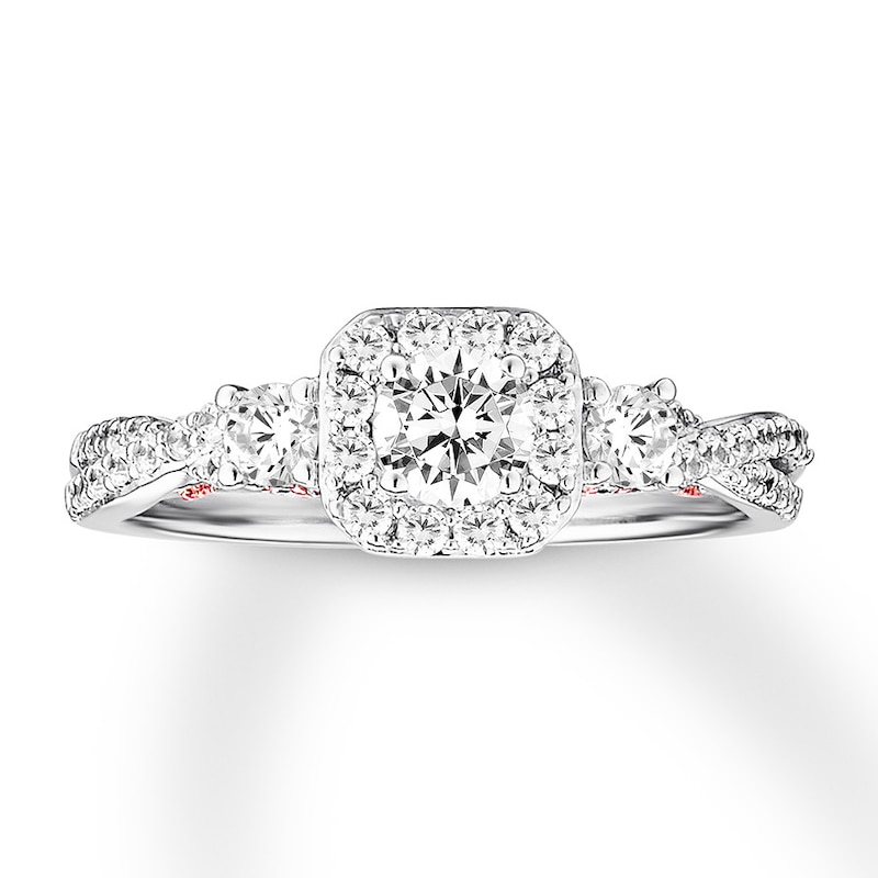 Main Image 1 of Previously Owned Diamond Engagement Ring 7/8 ct tw Round-cut 14K Two-Tone Gold
