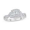 Thumbnail Image 1 of Previously Owned Adrianna Papell Diamond Engagement Ring 7/8 ct tw Princess, Round & Baguette-cut 14K White Gold