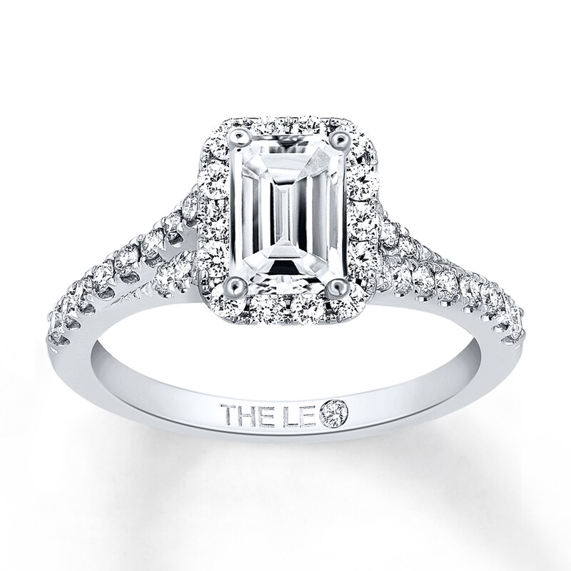 Main Image 1 of Previously Owned THE LEO Diamond Engagement Ring 1 ct tw Emerald-cut 14K White Gold