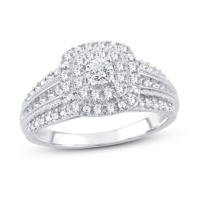 Main Image 1 of Previously Owned Diamond Engagement Ring 1/2 ct tw 10K White Gold Size 12