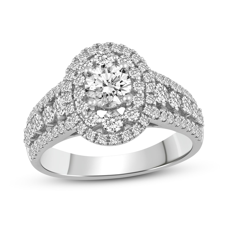 Main Image 1 of Previously Owned Round-cut Diamond Engagement Ring 1-3/8 ct tw 14K White Gold