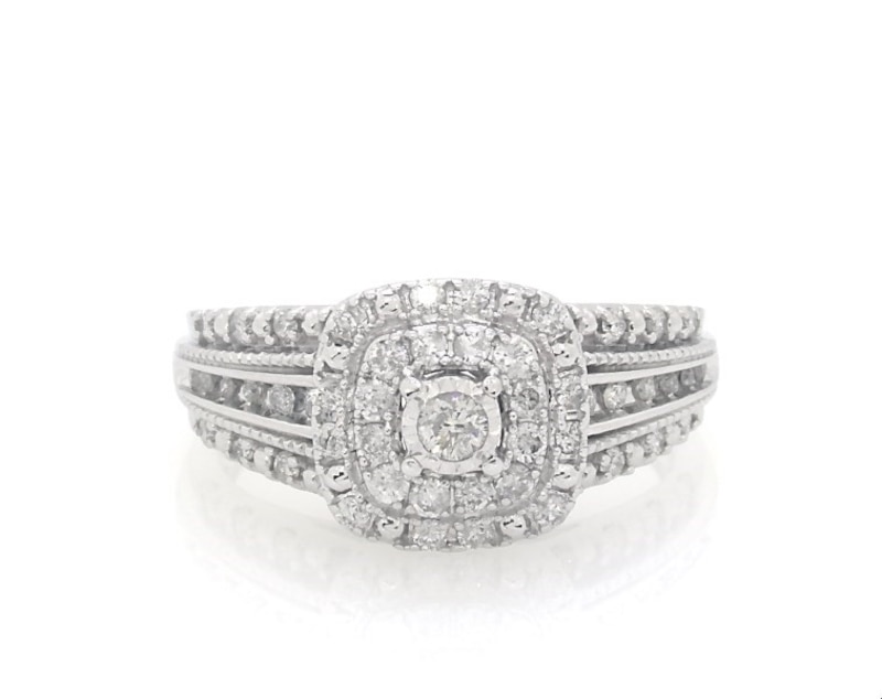 Main Image 1 of Previously Owned Diamond Engagement Ring 1/2 ct tw 10K White Gold