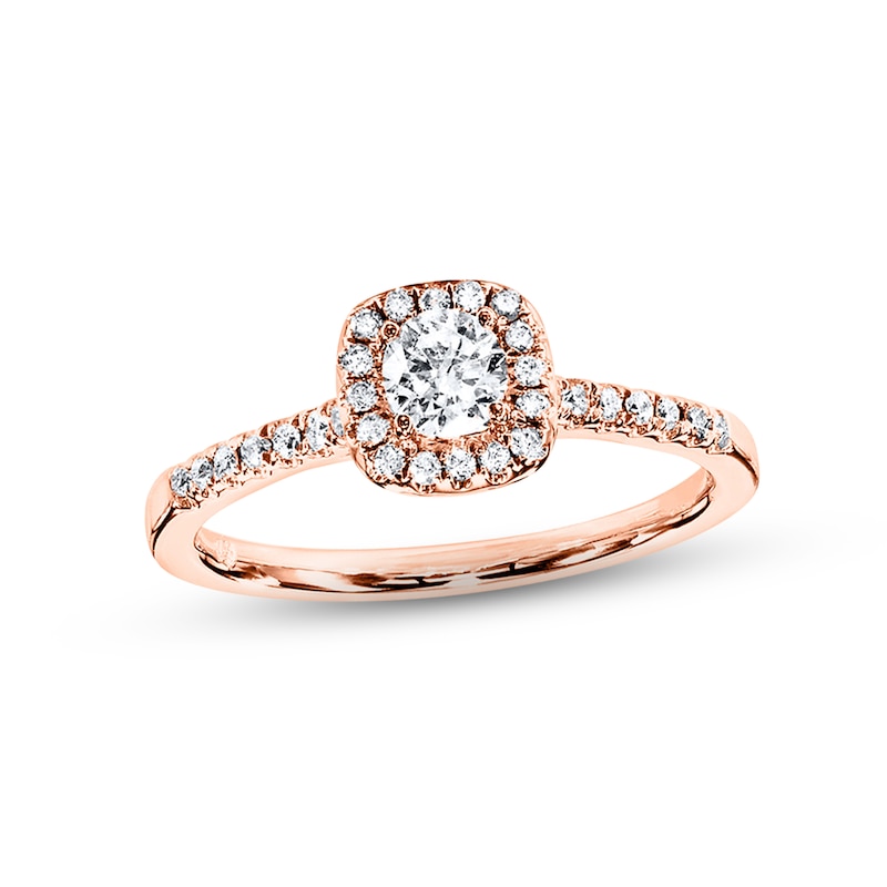 Main Image 1 of Previously Owned  Diamond Engagement Ring 3/8 ct tw Round-cut 10K Rose Gold - Size 3.75