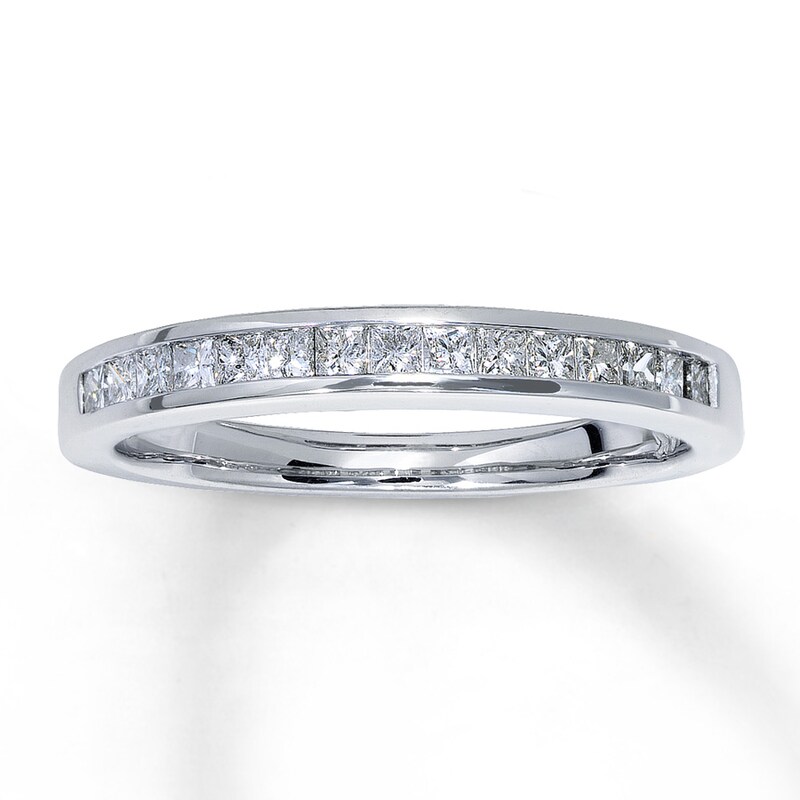 Main Image 1 of Previously Owned Diamond Wedding Band 1/3 ct tw Princess-cut 14K White Gold - Size 4.5