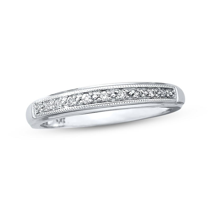 Main Image 1 of Previously Owned Diamond Wedding Band 1/20 ct tw Round-cut 10K White Gold Size 4