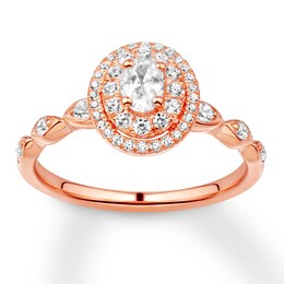 Previously Owned Diamond Engagement Ring 5/8 ct tw Oval & Round-cut 14K Rose Gold