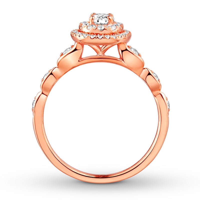 Previously Owned Diamond Engagement Ring 5/8 ct tw Oval & Round-cut 14K Rose Gold