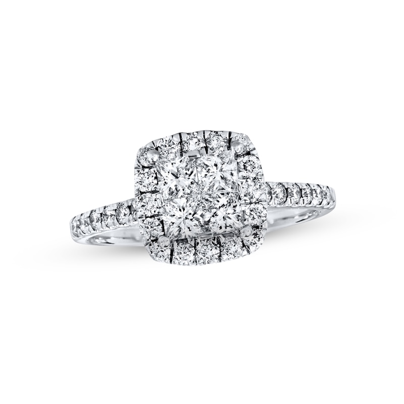 Main Image 1 of Previously Owned  Diamond Engagement Ring 1 ct tw Princess & Round-cut 14K White Gold - Size 10