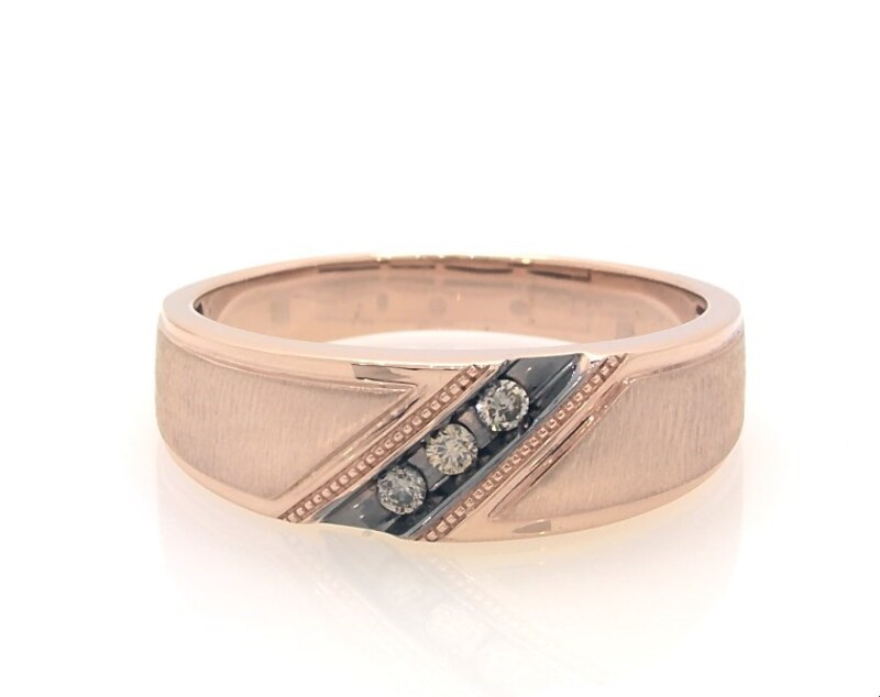 Main Image 1 of Previously Owned Men's Brown Diamond Wedding Band 1/10 ct tw 10K Rose Gold Size 10.5