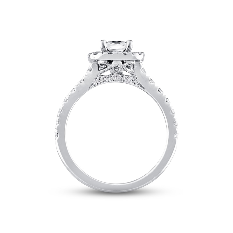 Main Image 3 of Previously Owned Neil Lane Diamond Engagement Ring 1-3/8 ct tw Cushion & Round-cut 14K White Gold - Size 4