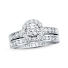 Thumbnail Image 1 of Previously Owned THE LEO Diamond Bridal Set 1-1/8 ct tw Round-Cut 14K White Gold - Size 4.25