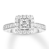 Thumbnail Image 1 of Previously Owned THE LEO Diamond Engagement Ring 1-1/8 ct tw Princess/Round-cut 14K White Gold Size 4.75
