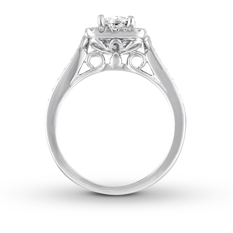Main Image 2 of Previously Owned THE LEO Diamond Engagement Ring 1-1/8 ct tw Princess/Round-cut 14K White Gold Size 4.75