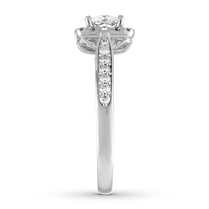 Main Image 3 of Previously Owned THE LEO Diamond Engagement Ring 1-1/8 ct tw Princess/Round-cut 14K White Gold Size 4.75