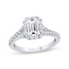 Thumbnail Image 1 of Previously Owned THE LEO Engagement Ring 1 ct tw Emerald & Round-cut Diamonds 14K White Gold - Size 4